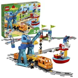 LEGO DUPLO 10875 Güterzug, „Push & Go“-Lok, Spielzeug mit Zubehör