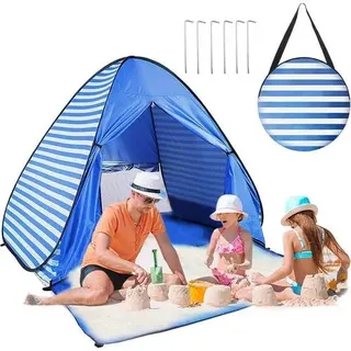 Strandmuschel Pop Up Strandzelt UV50 Schutz Blaue Streifen