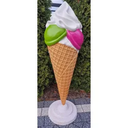 Casa Padrino Luxus Deko Eis im Hörnchen Bunt H. 185 cm - Großes Deko Eis - Wetterbeständiges XXL Deko Eis - Gastronomie Dekoration - Eisdielen Dekoration - Restaurant Dekoration