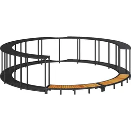 vidaXL Whirlpool-Umrandung mit Stauraum Holztreppe Schwarz Poly Rattan