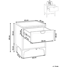Beliani Nachtschrank Ardura 45 x 60 x 60 cm Braun
