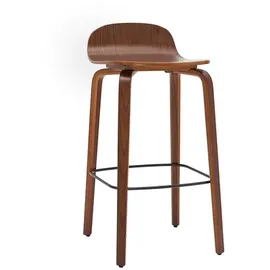 miliboo Vintage-Barhocker Walnussfarben H68 cm (2er-Set) OBRA