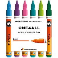 Molotow One4All 127HS 2mm Acrylmarker Basic-Set 2 Acrylstifte farbsortiert 2,0 mm, 6