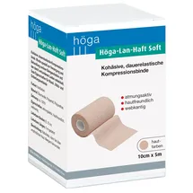 HÖGA Pharm Lan-Haft Soft kohäsive, hautfarben 10cm x 5m, dauerelastische Kompressionsbinde mit kurzen Zug, atmungsaktiv, hautfreundlich, webkantig, 1 Stück
