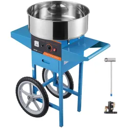 VEVOR Elektrische Zuckerwattemaschine mit Wagen, 1000 W kommerzielle Zuckerwattemaschine mit Edelstahlschüssel, Zuckerschaufel & Schublade, perfekt für Kindergeburtstage, Familienfeiern, blau