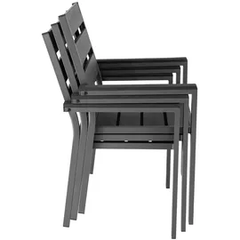 ALEOS. Gartengarnitur Aluminium WPC Set: Tisch 150x90 cm + 6 Gartenstühle mit Armlehne stapelbar, Serie: Milos