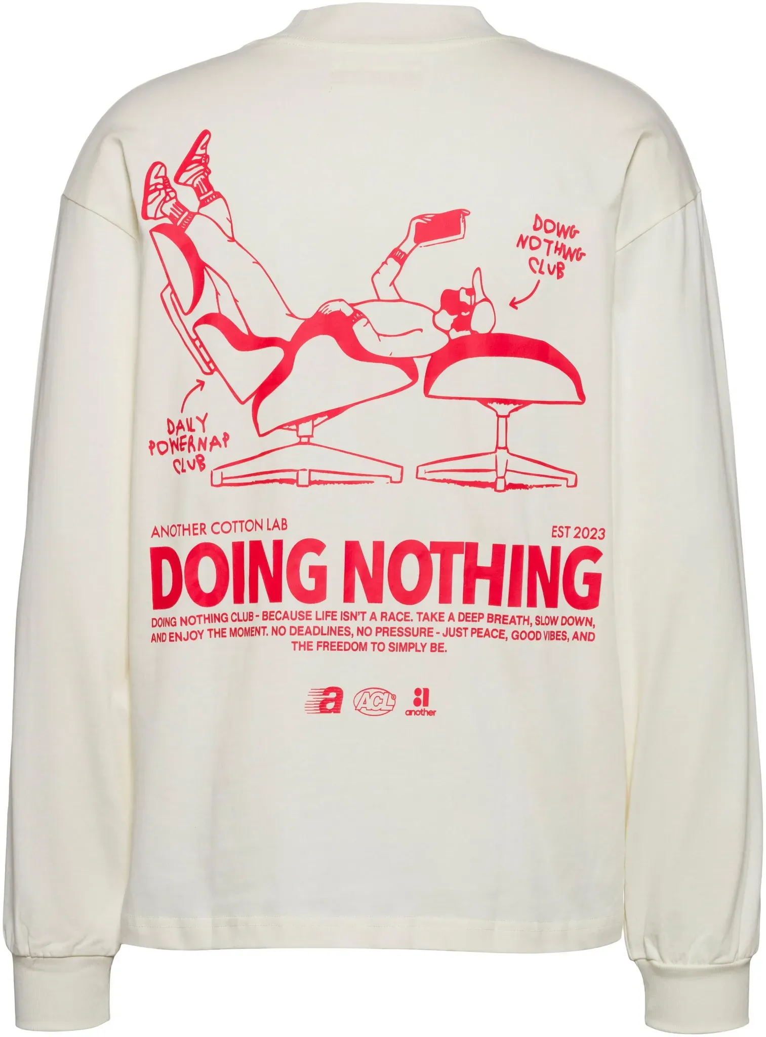 Another Cotton Lab Doing Nothing Langarmshirt in white, Größe S - weiß