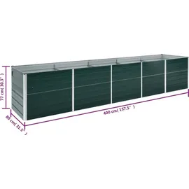 vidaXL Garten-Hochbeet verzinkter Stahl rechteckig 400 x 80 x 77 cm Grün