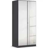 Rauch Drehtürenschrank RAUCH "Reflect", grau (graumetallic), B:91cm H:197cm T:54cm, Holzwerkstoff, Schränke, Drehtürenschrank, mit Spiegelfront, inkl. praktischer Inneneinteilung und Stoffboxen-Set