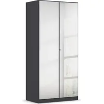 Rauch Drehtürenschrank RAUCH "Reflect", grau (graumetallic), B:91cm H:197cm T:54cm, Holzwerkstoff, Schränke, Drehtürenschrank, mit Spiegelfront, inkl. praktischer Inneneinteilung und Stoffboxen-Set