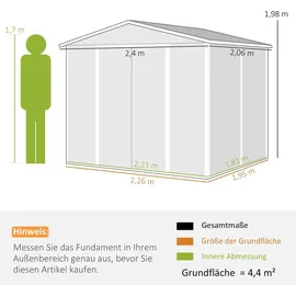 Outsunny Gerätehaus 2,40 x 2,06 m Dunkelgrau