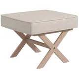 Homcom Sitzhocker, Polsterbank mit Leinenoptik, Fußhocker mit gepolstertem Sitz, Antirutschmatte, Ottomane Fußstütze aus Holz, für Wohnzimmer, Schlafzimmer,