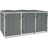 MCW 3er-/6er-Mülltonnenverkleidung H74 grau-weiß 126x238x98cm