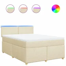 vidaXL Boxspringbett mit Matratze Creme 140x190 cm Stoff
