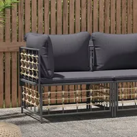 vidaXL Garten-Ecksofa mit Dunkelgrauen Kissen Poly Rattan