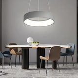 WOFI - Pendellampe grau Pendelleuchte dimmbar Esstischbeleuchtung Esstisch Lampe led, höhenverstellbar, Metall grau, 31,5W 2500Lm warmweiß, DxH 45 x