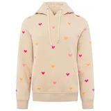 Zwillingsherz Hoodie ""Hearts"", Damen, Gr. SM (S/M), beige (hellbeige), Sweatware, Obermaterial: 50% Baumwolle, 50% Polyester, regular fit hüftbedeckend, ohne Ausschnitt, angesetztes Bündchen, Sweatshirts Hoodie, mit Mini Me Style für Mütter & Töchter