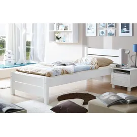 TICAA Bett "Bora", aus Kiefer, weiß