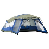 Outsunny Camping Zelt 6-8 Personen Familienzelt mit Vorraum 2 Fenstern Kuppelzelt PU3000mm Blau 518x487x237cm für Outdoor Abenteuer Aosom.de