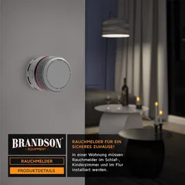 Brandson 4x Rauchmelder Mini - 10 Jahre Batterie - Lithium Ionen Batterie 1500 mAh - Lautstärke 85 db - LED Indikator - Prüftaste
