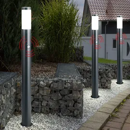 V-Tac Außen Steh Lampe Edelstahl mit Bewegungsmelder IP44 anthrazit