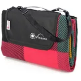 Vinsani, Picknickdecke, faltbar, 170 x 130 cm, wasserdichte und sanddichte Unterseite, ideal für Camping und Picknick, mehrfarbig