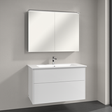 Villeroy & Boch Finero Badmöbel Set cm, Glossy White Waschtisch mit Unterschrank und Spiegelschrank