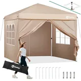 Sekey Faltpavillon 3x3 mit Seitenteilen wasserdicht, Pavillon winterfest und wasserdicht, mit 4 Seitenteilen, (inkl. 4 Seitenteile), Gartenpavillon Pop Up Partyzelt