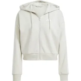 adidas Damen Kapuzensweat Essentials 3-Streifen French Terry, Größe XS in Grau WONALU/WHITE