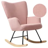 Beliani Schaukelsessel ARSET in Rosa/Schwarz/Heller Holzfarbton | Gr.: onesize
