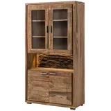 Massivmoebel24 Vitrine Akazie 98 x 40 x 180 cm Beige