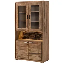 Massivmoebel24 Vitrine Akazie 98 x 40 x 180 cm Beige