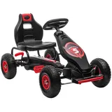 Homcom Gokart, Kinderfahrzeug mit verstellbarem Sitz, Gummireifen,