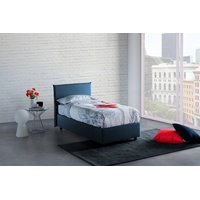 Doppelbett Berenice, Containerbett mit Stoffbespannung, 100% Made in Italy, Frontöffnung, passend für Matratze Cm 140x200, Blau - Blau