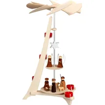 Seiffener Volkskunst Pyramide L-Form, Christi Geburt und Engel, 50 cm,
