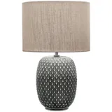 Pauleen Pretty Classy Tischleuchte Keramik Tischlampe mit Stoffschirm hell Beige max60W E27 Dunkelgrau/Beige 230V Keramik
