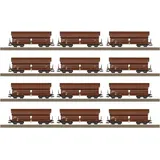 Trix H0 24968 H0 12er-Set Schwenkdachwagen Tals 968 der DB