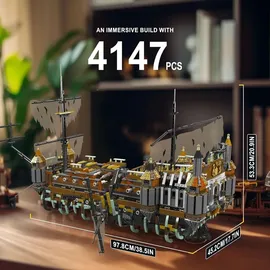 Coil Spielbauklötze, Bausteinset, Bauklötze, Baukasten, Model: 13188, Piratenschiff, MOC Silent Mary Segelboot-Modellbausatz, 4147 St.