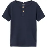 NAME IT Kurzarmshirt "NMMKAB TOP NOOS", Jungen, Gr. 92, blau (schwarz sapphir), Feinripp, Obermaterial: 57% Baumwolle, 38% Modal, 5% Elasthan, unifarben, regular fit normal, Rundhals, abgesteppte Kante, Shirts, Baumwollmischung, kurze Knopfleiste