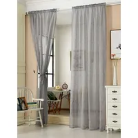 Woltu Gardinen, Leinenvorhang für Wohnzimmer Kinderzimmer Schlafzimmer, mit Kräuselband, transparent, 140 x 225 cm, Dunkelgrau