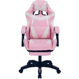 Hti-Living Ergonomischer Gaming Stuhl mit Fußstütze Racing-Design in Pink-weiß - Rosa/Weiß
