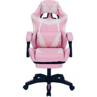 Hti-Living Ergonomischer Gaming Stuhl mit Fußstütze Racing-Design in Pink-weiß - Rosa/Weiß