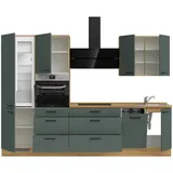 Nobilia ""Easytouch premium"", grün front: lacklaminat mineralgrün ultramatt, korpus: eiche sierra nachbildung, arbeitsplatte: eiche sierra nachbildung, arbeitsplatte: eiche sierra nachbildung), B:300,3cm H:216,6cm T:60cm, Komplettküchen-Sets,