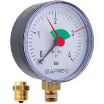 Afriso Rohrfedermanometer HZ 80 radial 0/4 bar, G 1/4 mit Ventil G1/4xG 1/2, d= 80mm