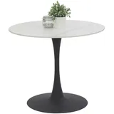 Boxxx Esstisch, Schwarz, Weiß, Metall, Stein, Marmoroptik, rund, Säule, Bodenplatte, 90x76x90 cm, Variantenauswahl, Esszimmer, Tische, Esstische, Esstische rund