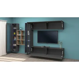 Home Affaire Wohnwand HOME AFFAIRE "Maruska", grau (anthrazit, anthrazit), B:320cm H:180cm T:30cm, Holzwerkstoff, Kastenmöbel-Sets, Wohnwand