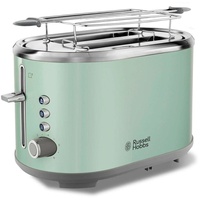 Russell Hobbs Toaster Bubble grün, 2 extra breite Toastschlitze, inkl. Brötchenaufsatz, 6 einstellbare Bräunungsstufen + Auftau- & Aufwärmfunktion, Schnell-Toast-Technologie, 930W, Retro 25080-56