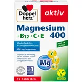 Doppelherz Magnesium 400 + B12 + C + E - Magnesium unterstützt die Muskeln und das Nervensystem - 30 vegane Tabletten