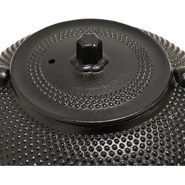 ad.con Teeservice aus Gusseisen 13-tlg mit Stövchen Teekanne 1,5L Schwarz mit Siebeinsatz Teetassen und Untersetzer Tee Set im japanischen Stil