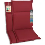 GO-DE Textil Bequeme und attraktive Polsterauflagen für Hochlehner-, Mittellehner- und Niederlehner-Gartenstühle (2er-Set, Uni Rot, Hochlehner)